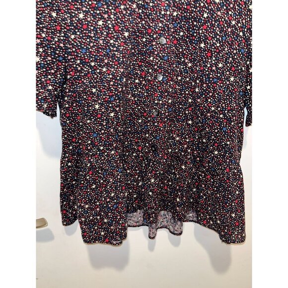 Madewell Womens Star Print Button-Down Blouse Size XS Short Sleeve Cotton Top - Picture 4 of 9